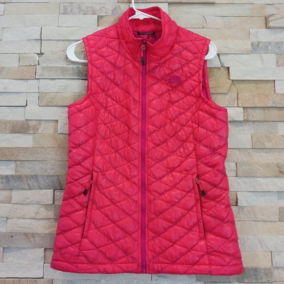 North Face Womens Small Red Pink Thermoball Nano Micro Puff Puffer Vest Jacket S